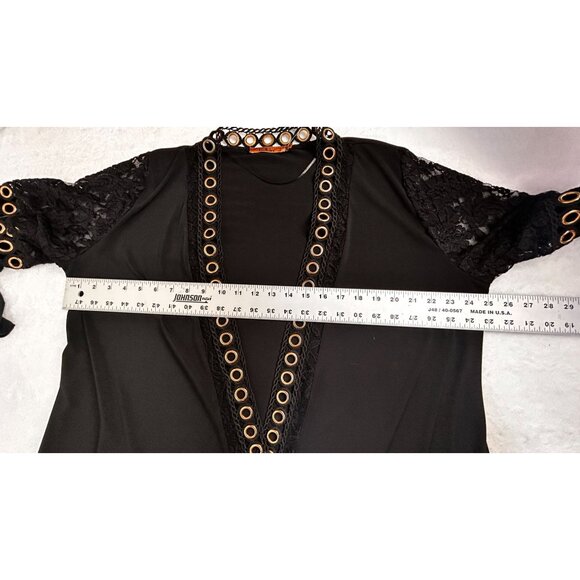 Belldini Womens Plus Size 1X Lace-Trim Cardigan Sweater Open Front Black New - Picture 7 of 9